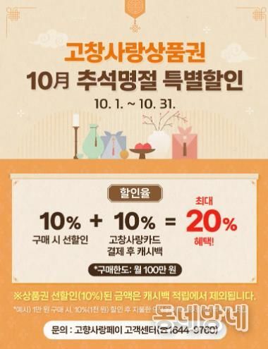 고창사랑상품권_추석명절 20%특별할인