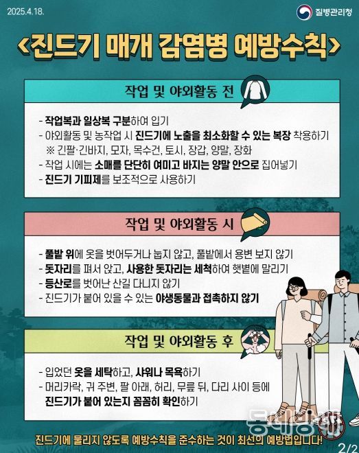 진드기 매개 감염병 예방수칙 안내문.
