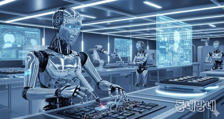 피지컬AI 휴머로이드 로봇이 작업하는 모습