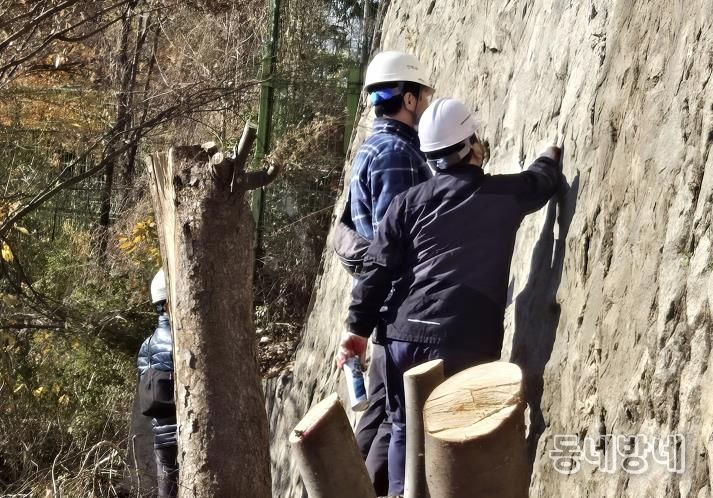 용산구, 오산고 노후 옹벽·석축 정밀안전점검 착수