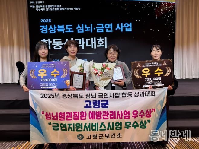 고령군보건소, 경상북도 금연지원서비스사업 및 심뇌혈관질환예방사업 ‘우수 기관상’ 수상