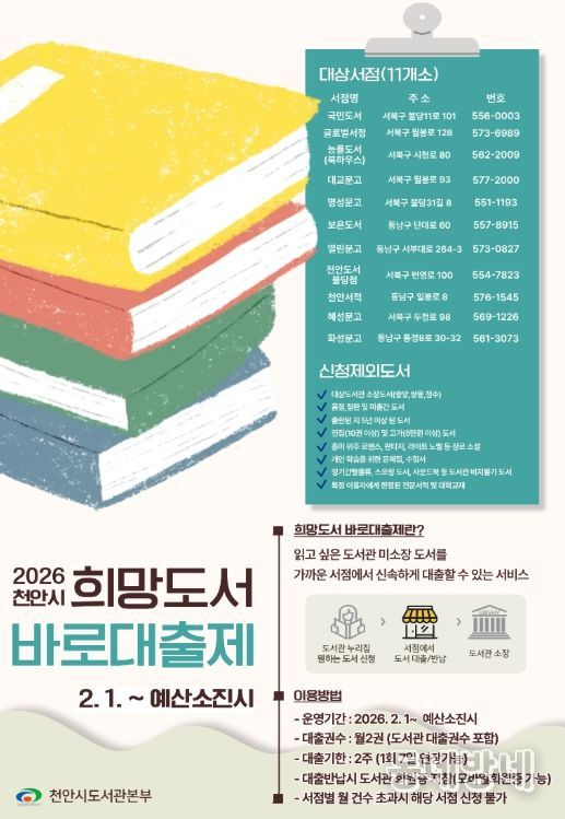1. 천안시도서관본부 ‘희망도서 바로대출제’ 홍보문.