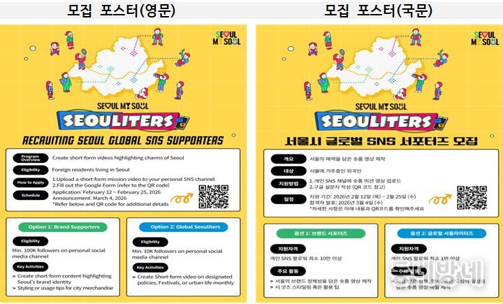 서울시 글로벌 SNS 서포터즈 모집 포스터