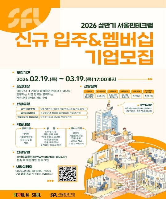 서울핀테크랩 입주기업 모집 포스터