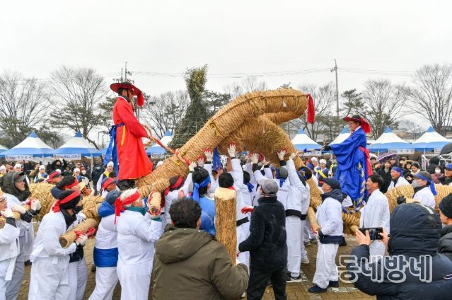 지난해 순흥초군청민속문화재 성하·성북 줄다리기 모습
